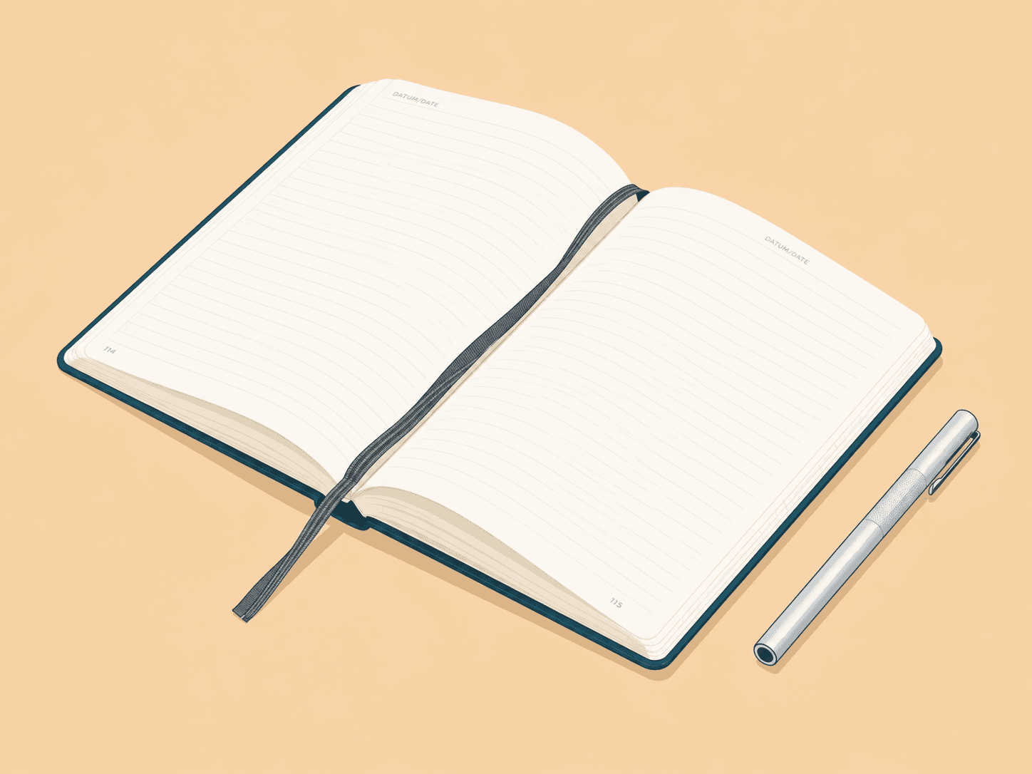 Open notebook and pen for developing an original idea