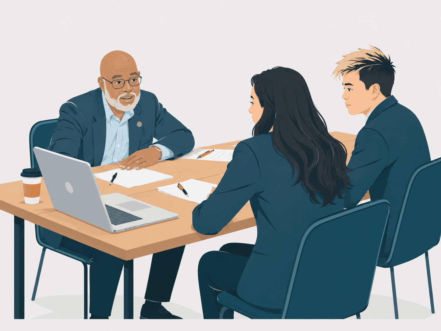 Professional reviewer meeting with student founders
